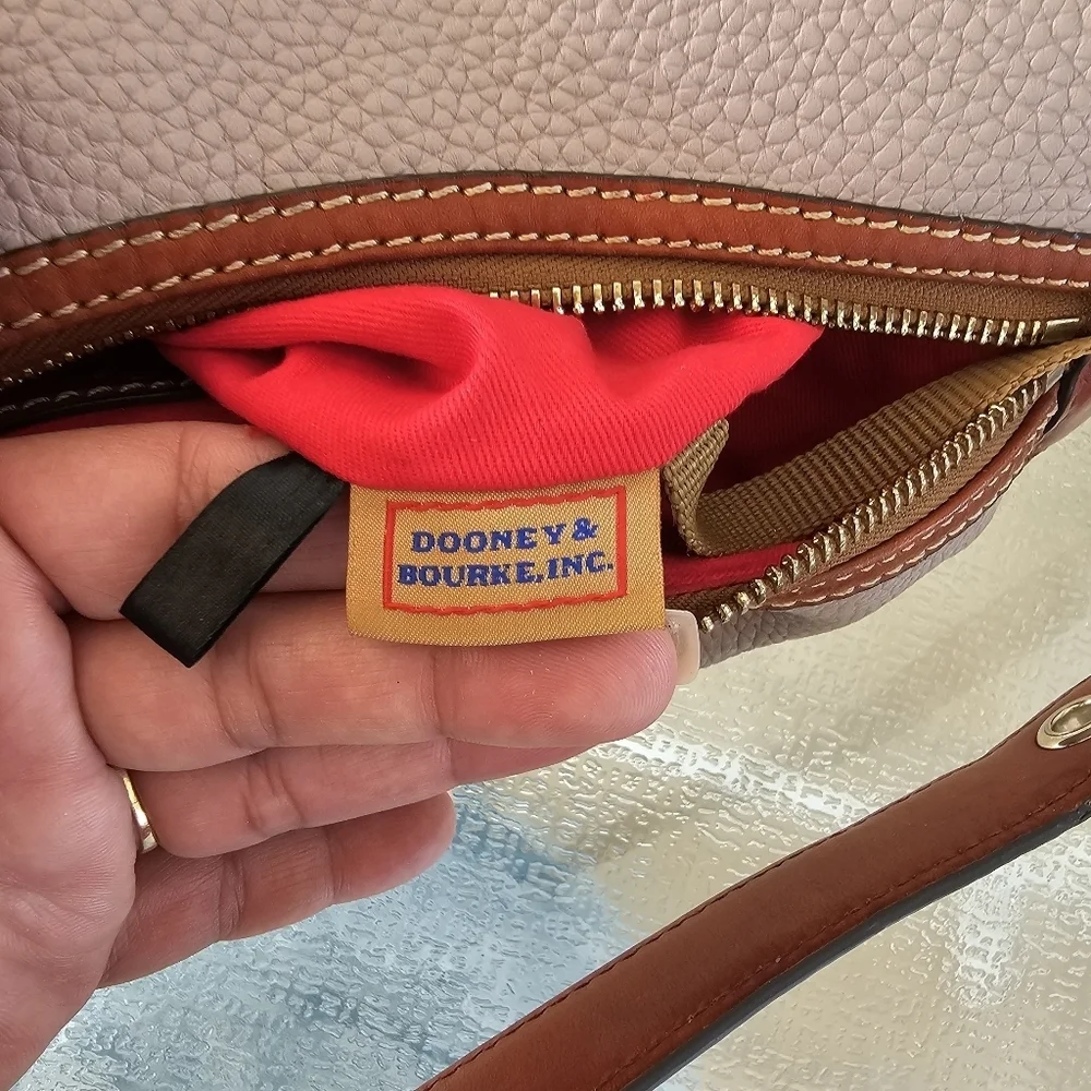 Dooney & Bourke Taupe & Brown Pebble Grain Leather Shoulder Bag